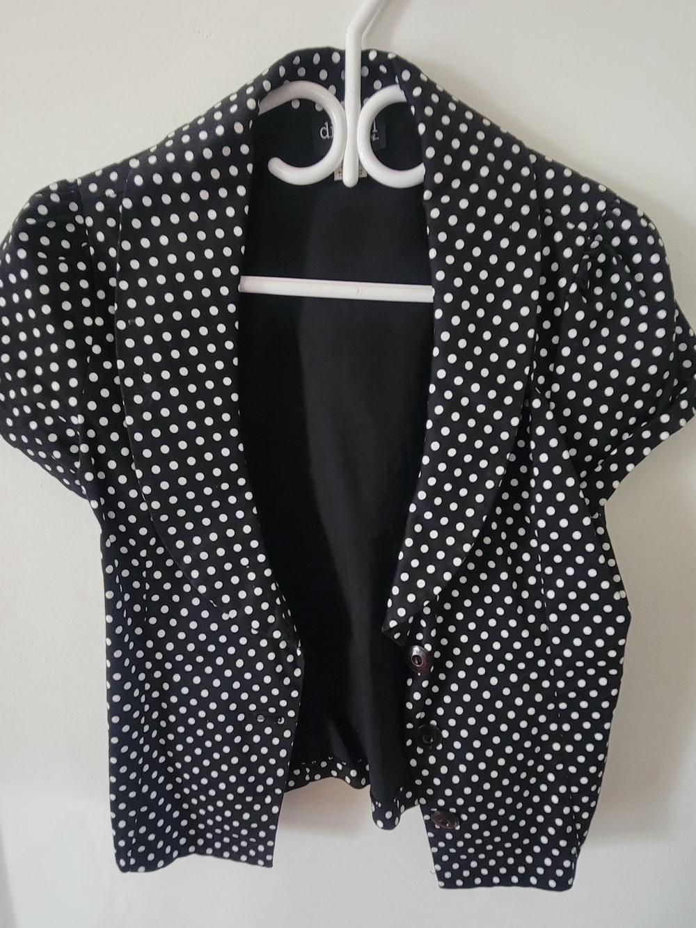 Women's Black Polka Dot Short-Sleeve Blazer Jacket